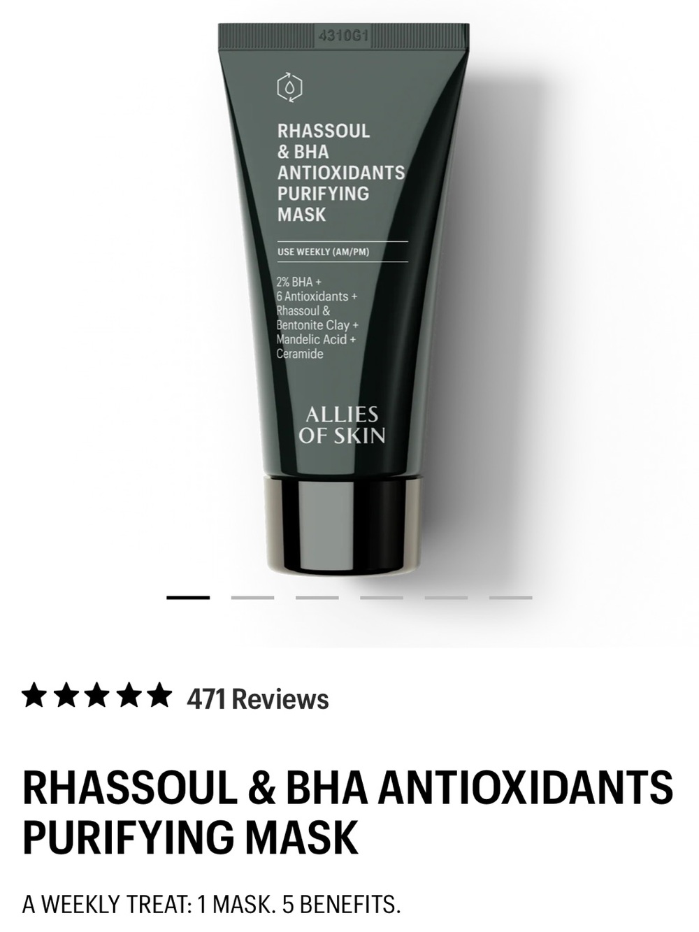 Allies of Skin Sealed Rhassoul & BHA Antioxidants Purifying Mask